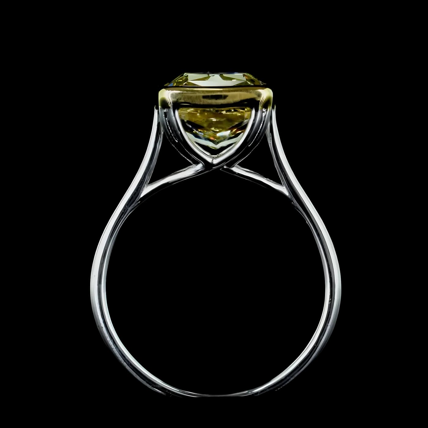 Bague solitaire diamant jaune (D109)