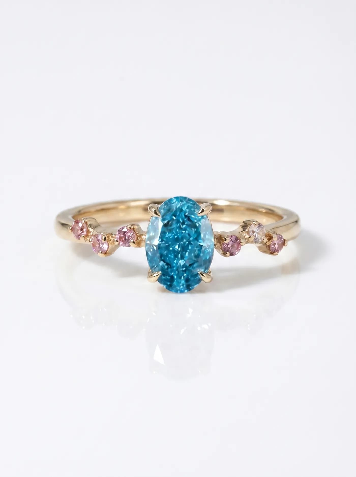 Bague solitaire en diamant bleu de laboratoire (C6-5A)