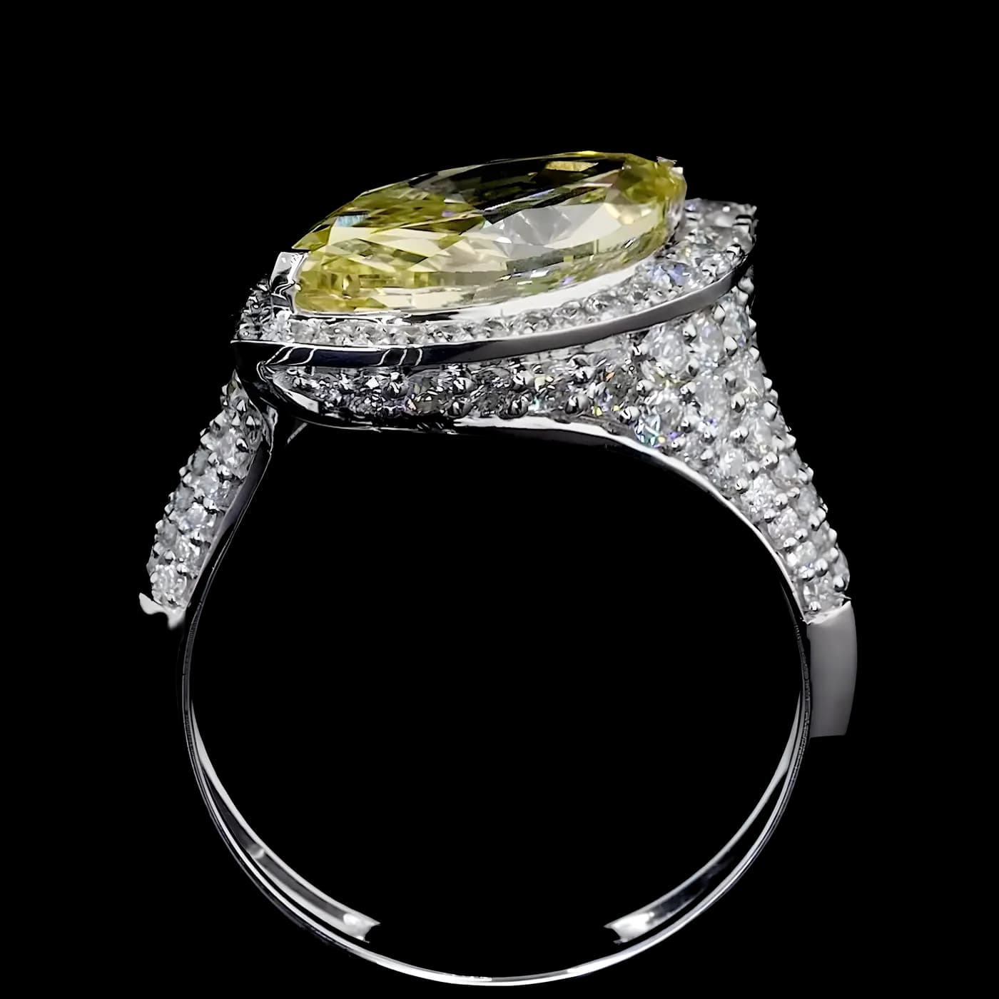 Bague Halo (Pavé) en diamant jaune (CV84)