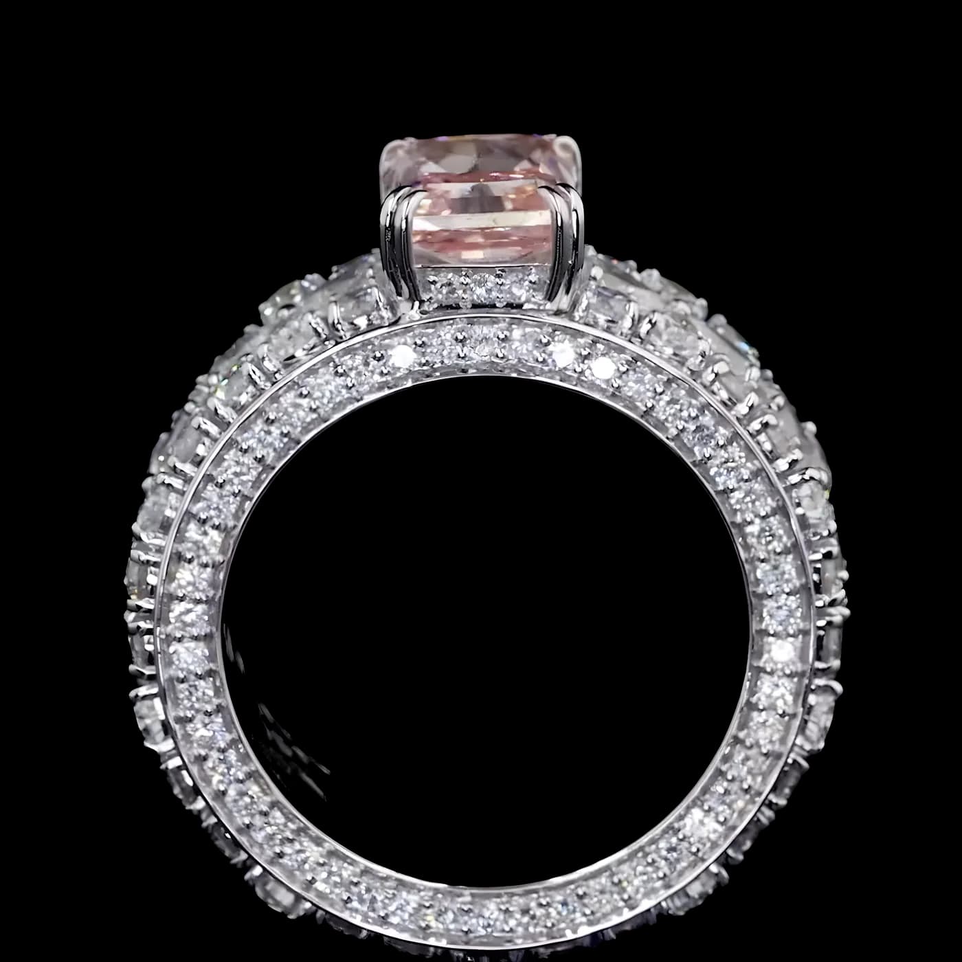 Bague pavée de diamants roses  (LC1-14)