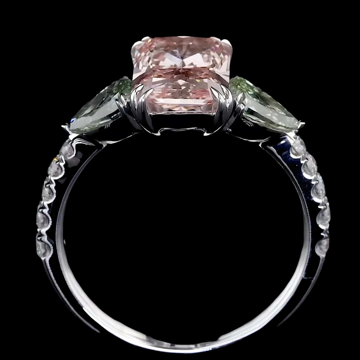 Bague 3 pièces en diamant rose (CV109-07)
