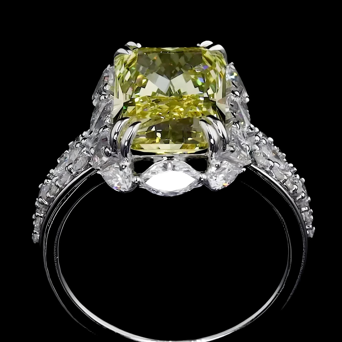 Bague halo en diamant jaune (CV83)
