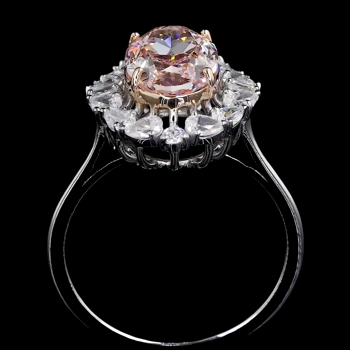Bague halo en diamant rose (CV34)