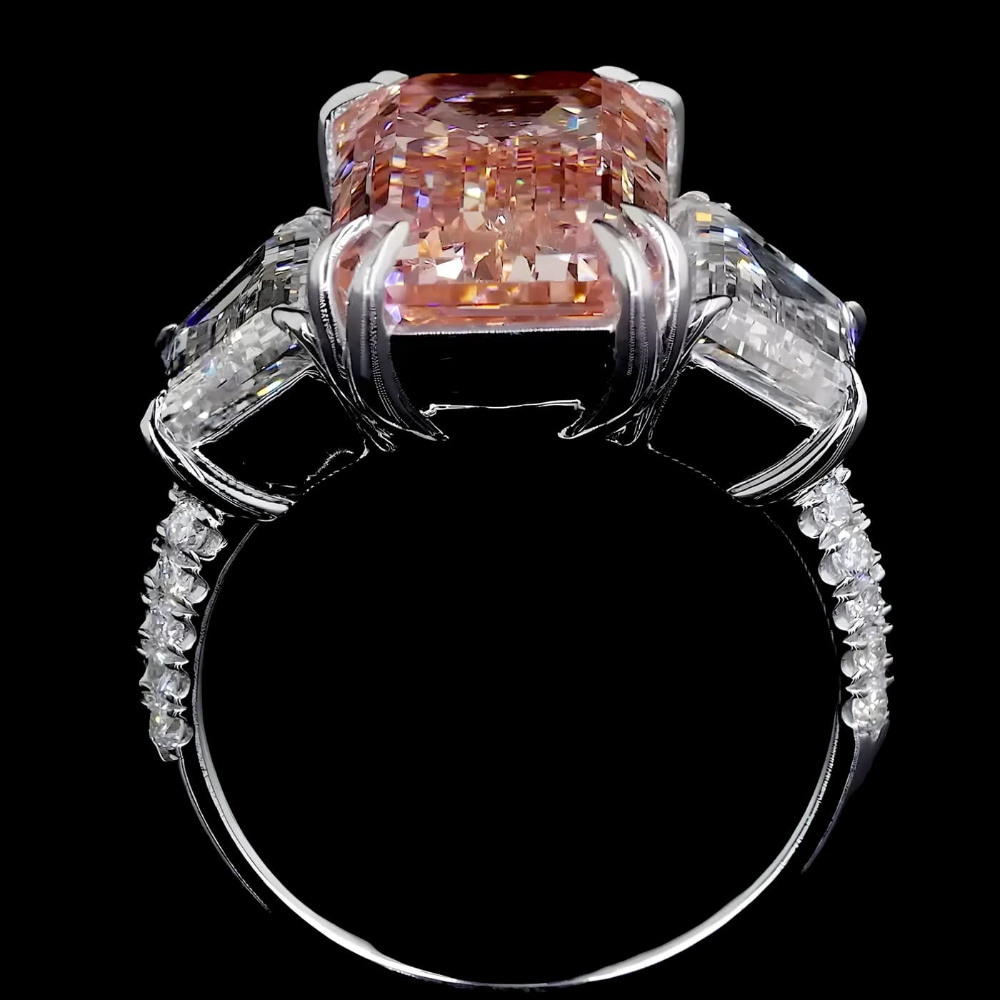 Bague 3 pièces en diamant rose (CV27)
