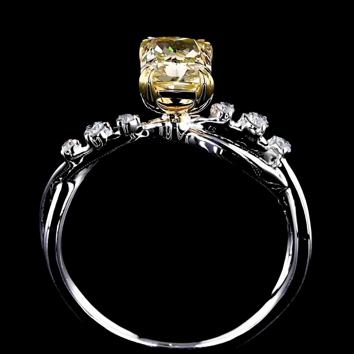 Bague solitaire en diamant jaune de laboratoire (D-27)
