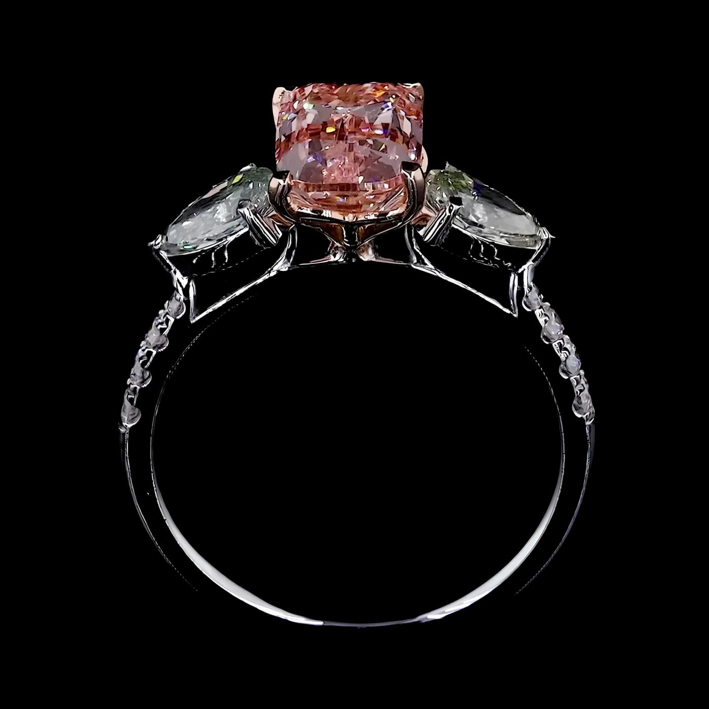 Bague 3 pièces en diamant rose (CV30)