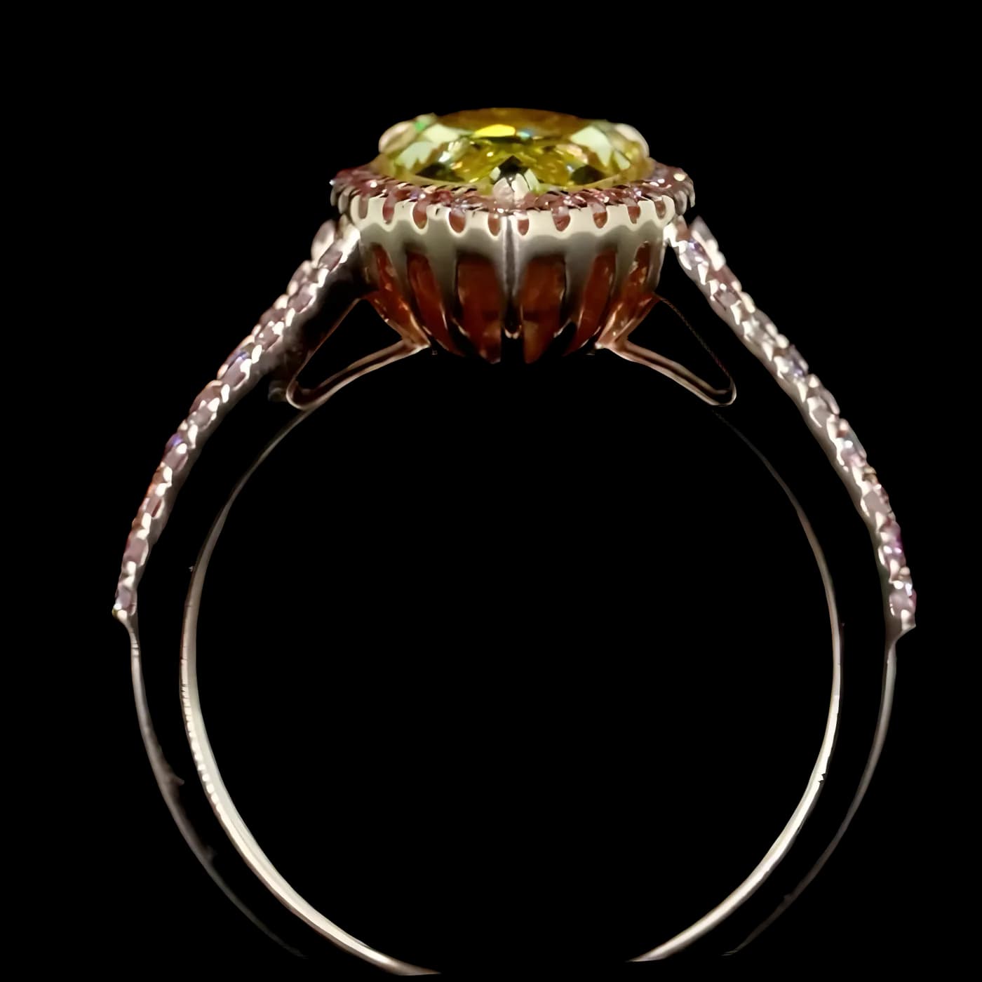 Bague halo en diamant jaune (CV98-1)
