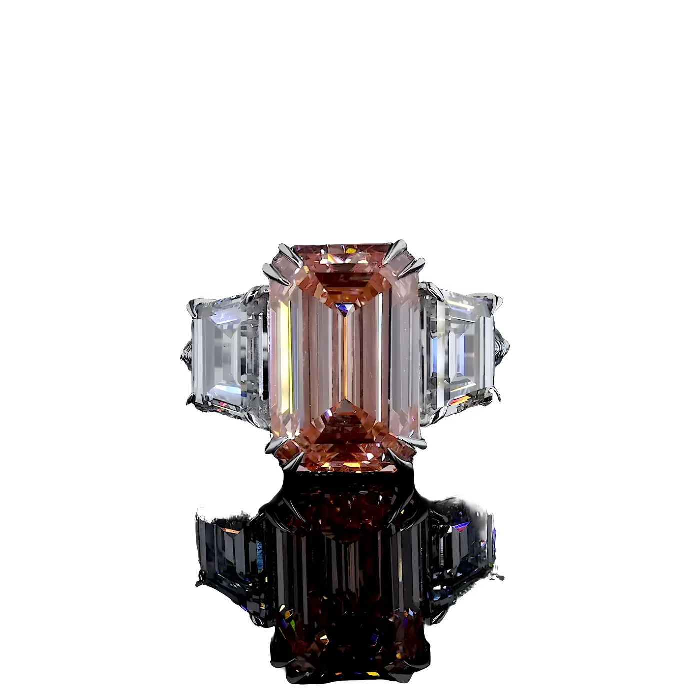 Bague 3 pièces en diamant rose (CV27)