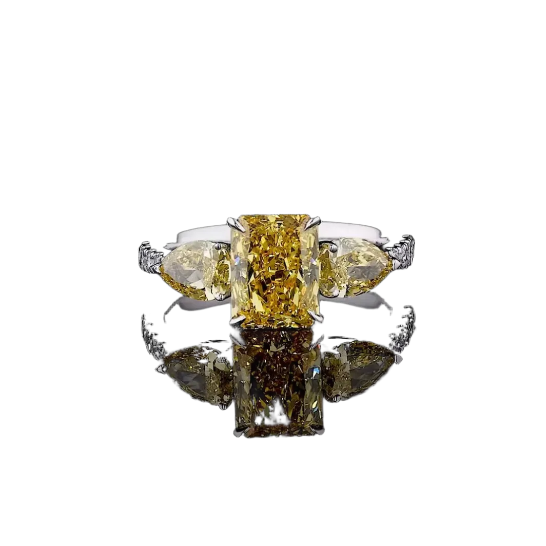 Bague 3 pièces en diamant jaune (CV109-23)