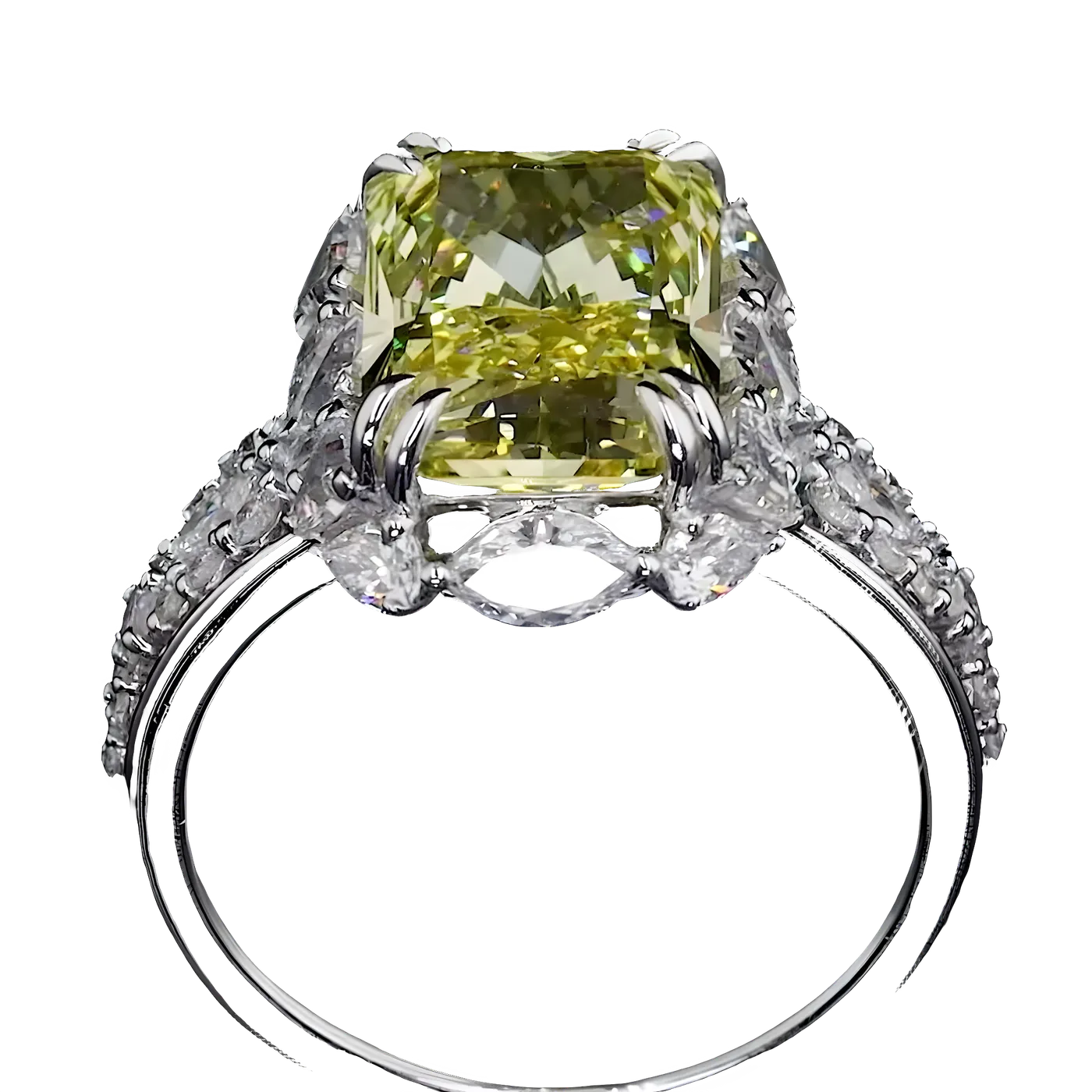 Bague halo en diamant jaune (CV83)