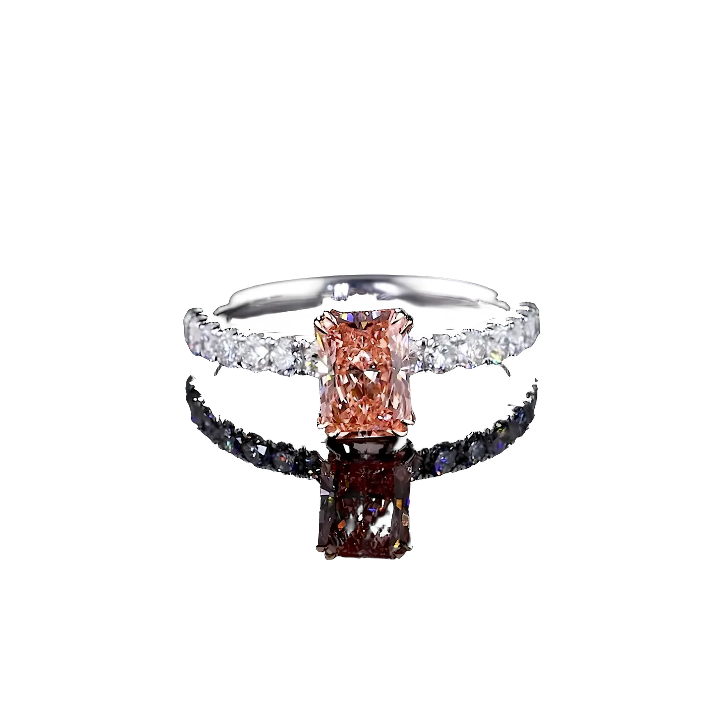 Bague solitaire (pavé) diamant rose (D-22)