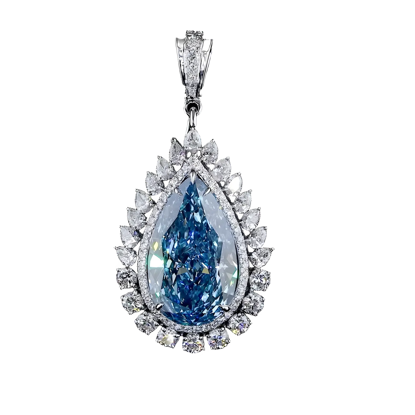 Pendentif halo en diamant bleu (CV141)