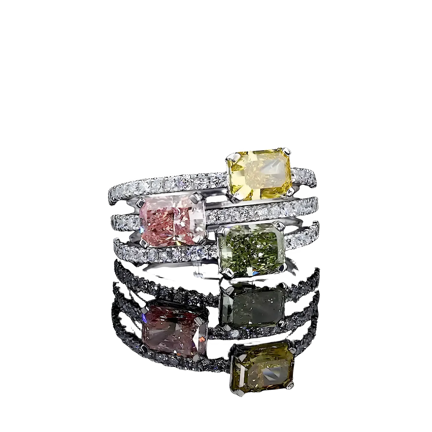Bague 3 pièces en diamants tricolores (CV109-12)