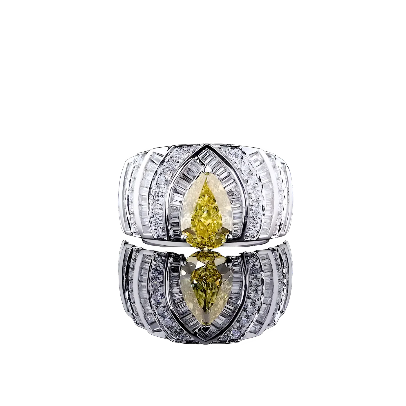 Bague sertie d'un halo de diamants jaunes (pavé) (CV98-2)