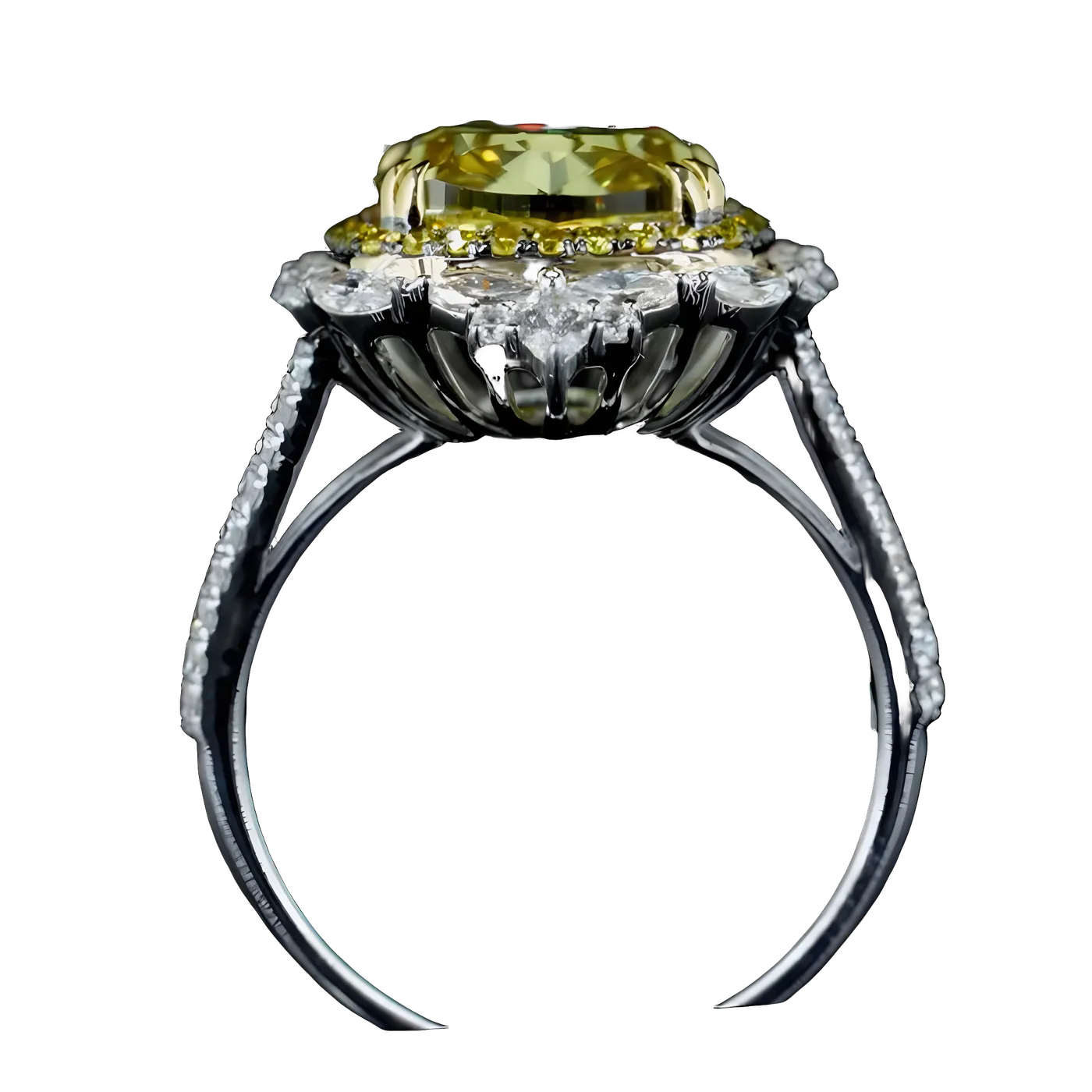 Bague halo en diamant jaune (D89)