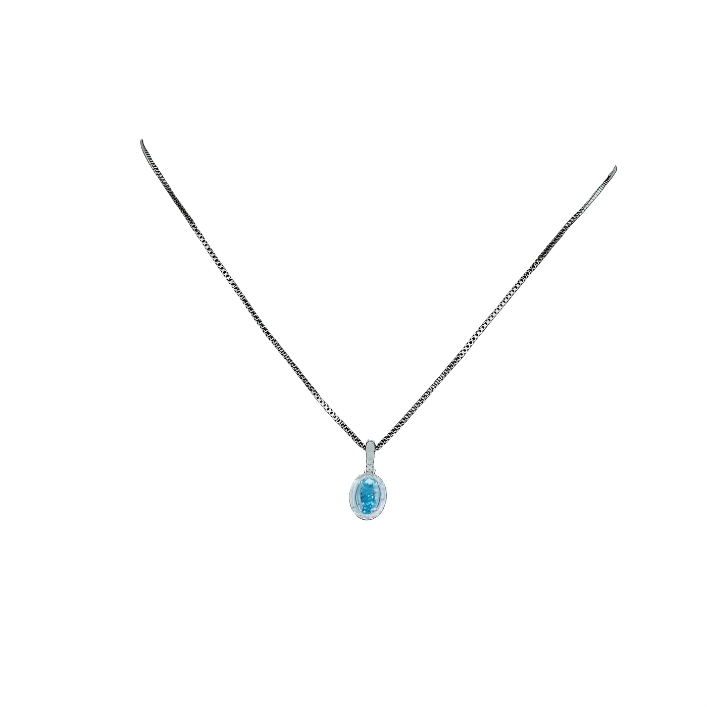 Pendentif halo en diamant bleu (D20)