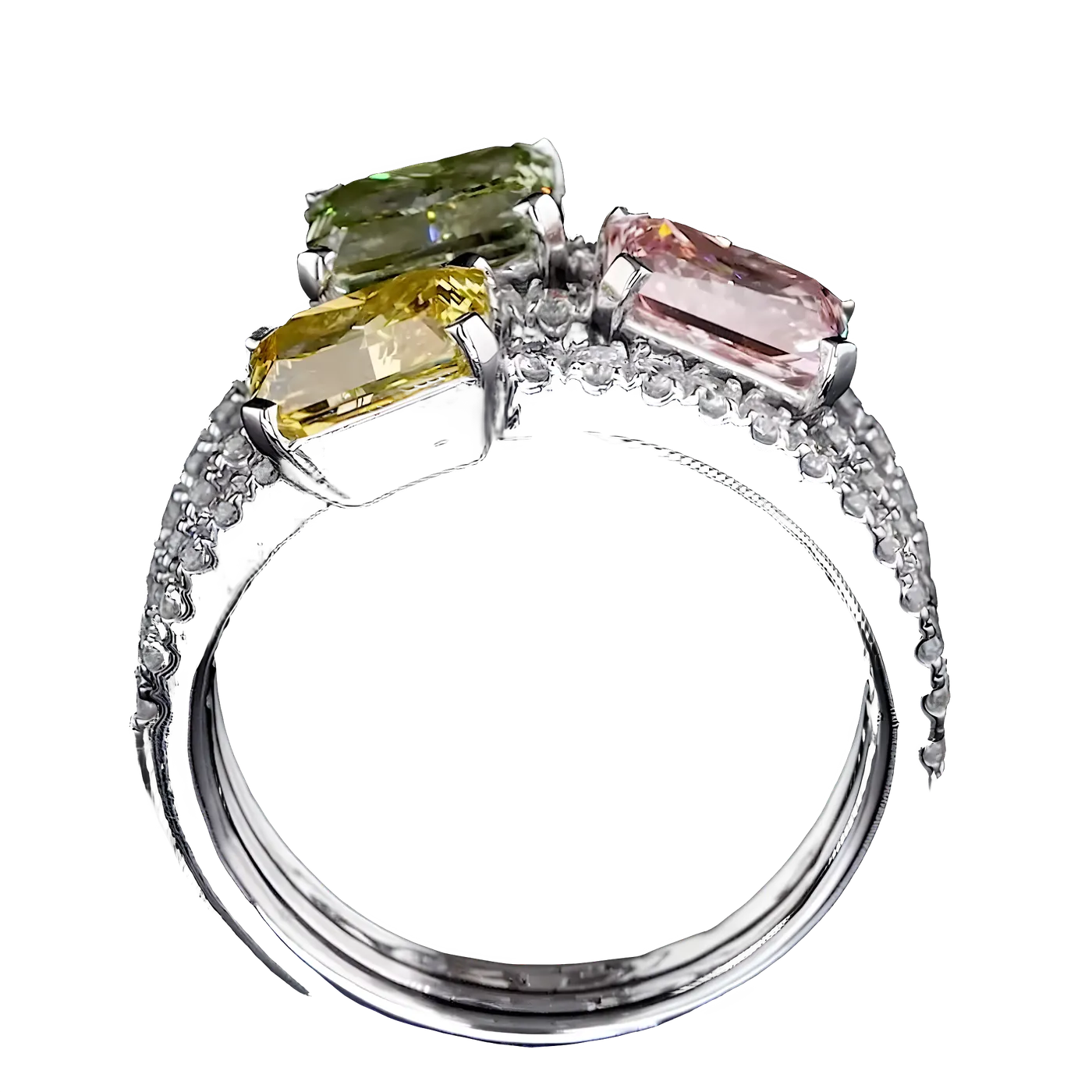 Bague 3 pièces en diamants tricolores (CV109-12)