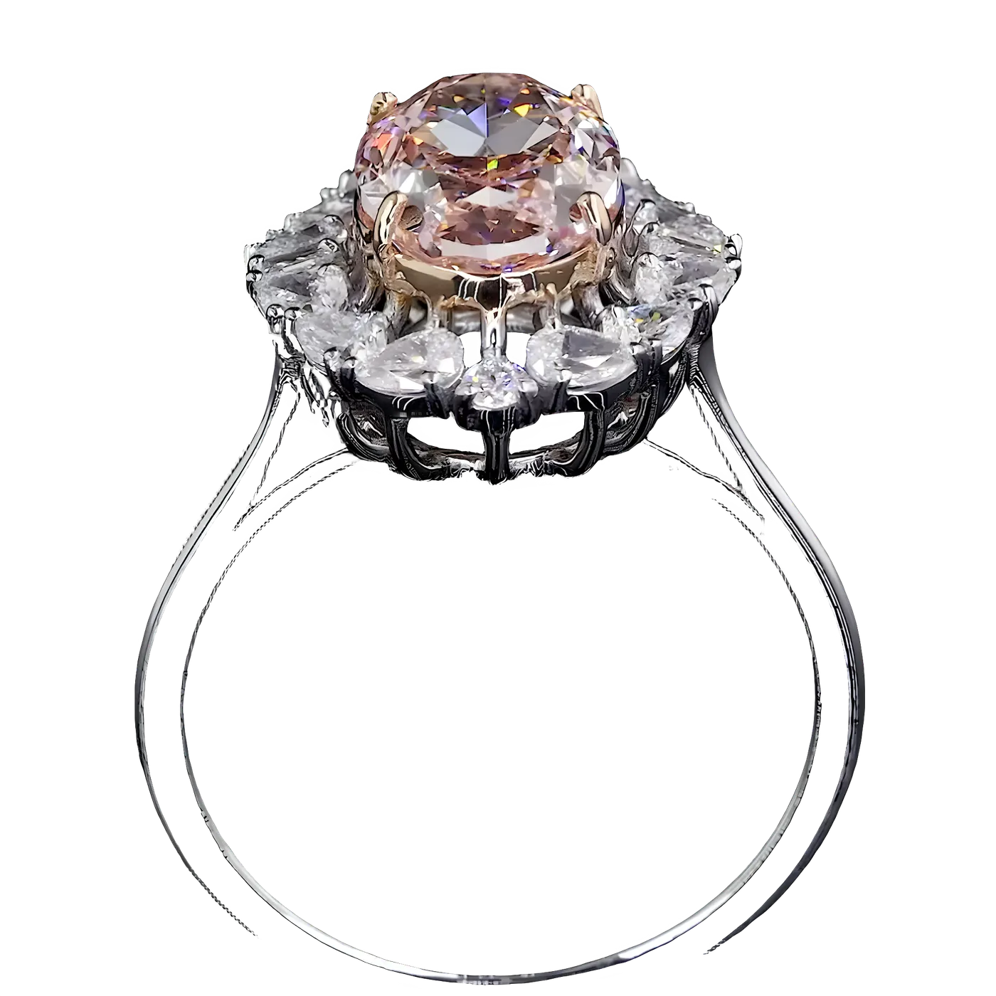 Bague halo en diamant rose (CV34)