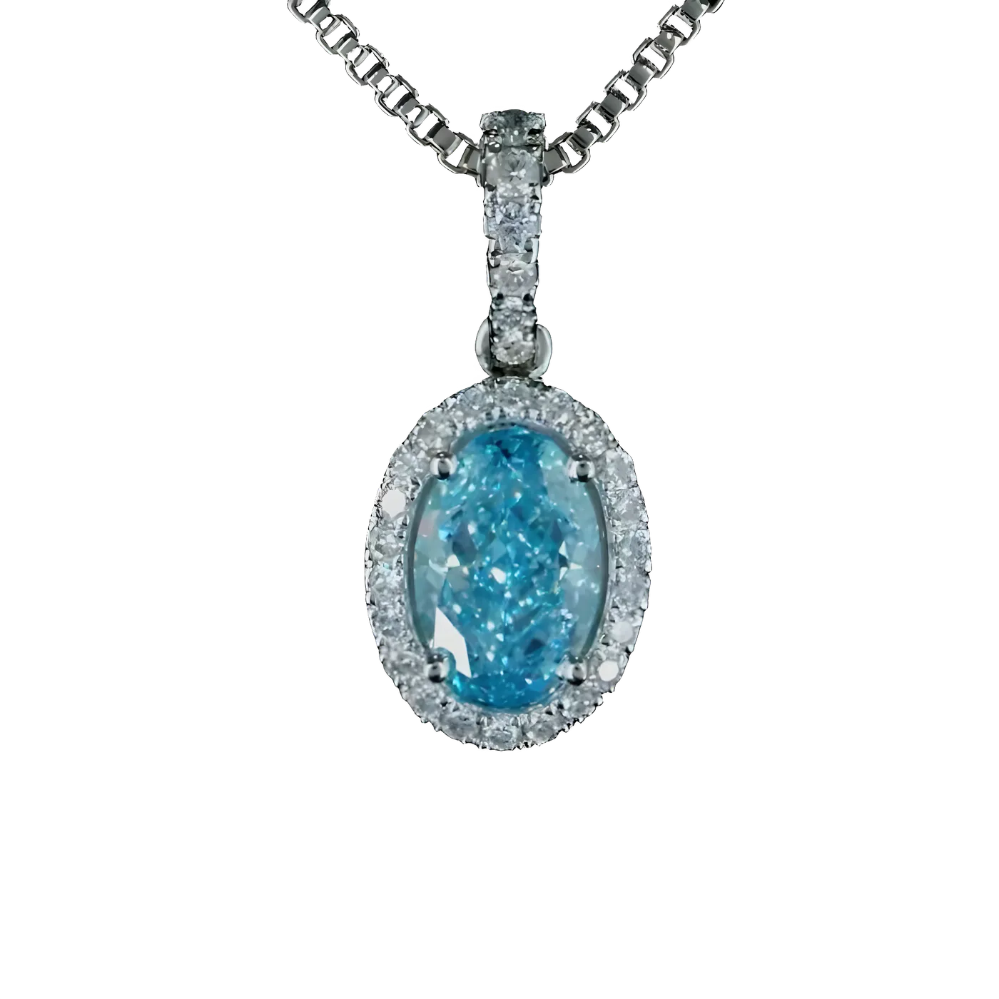 Pendentif halo en diamant bleu (D20)