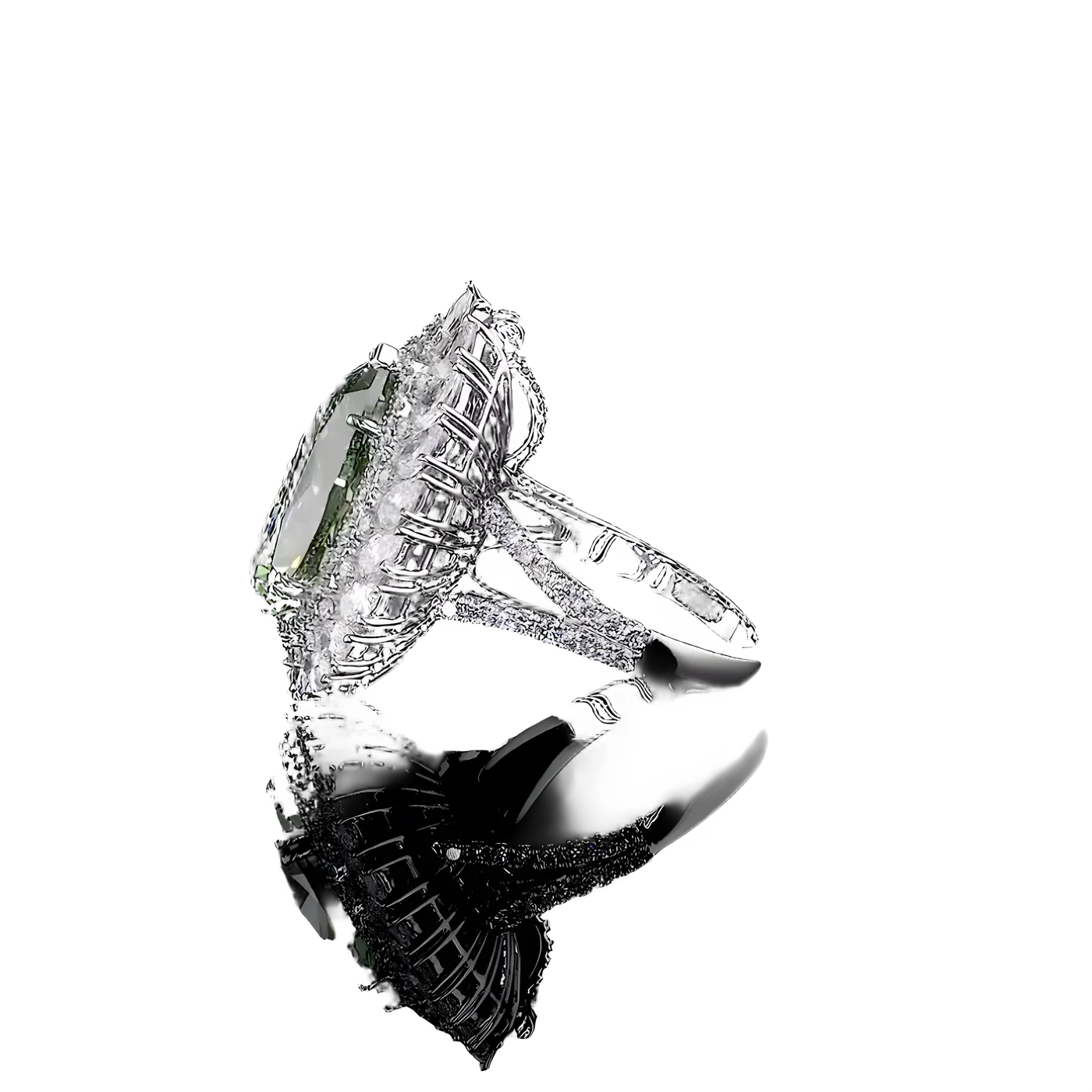 Bague pendentif convertible avec halo en diamant vert (CV139)