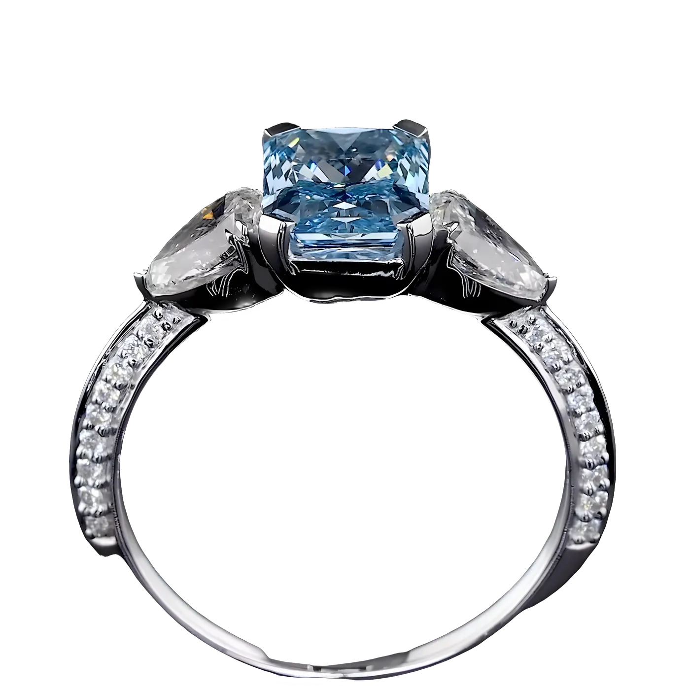Bague 3 pièces en diamant bleu (CV132)