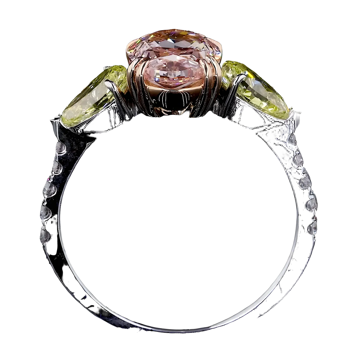 Bague 3 pièces en diamant rose (CV35)