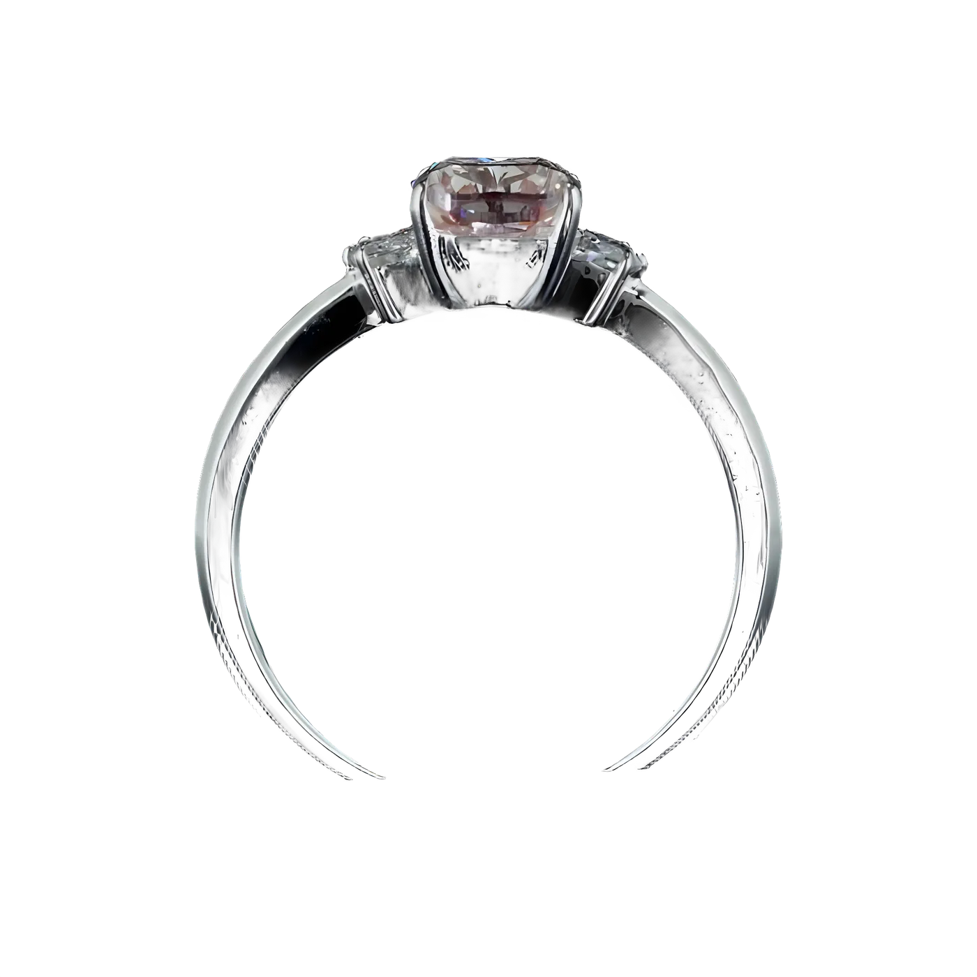 Bague avec pierre latérale en diamant rose (D106)