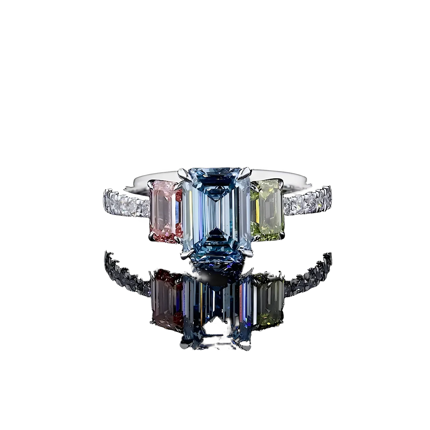 Bague 3 pièces en diamant bleu