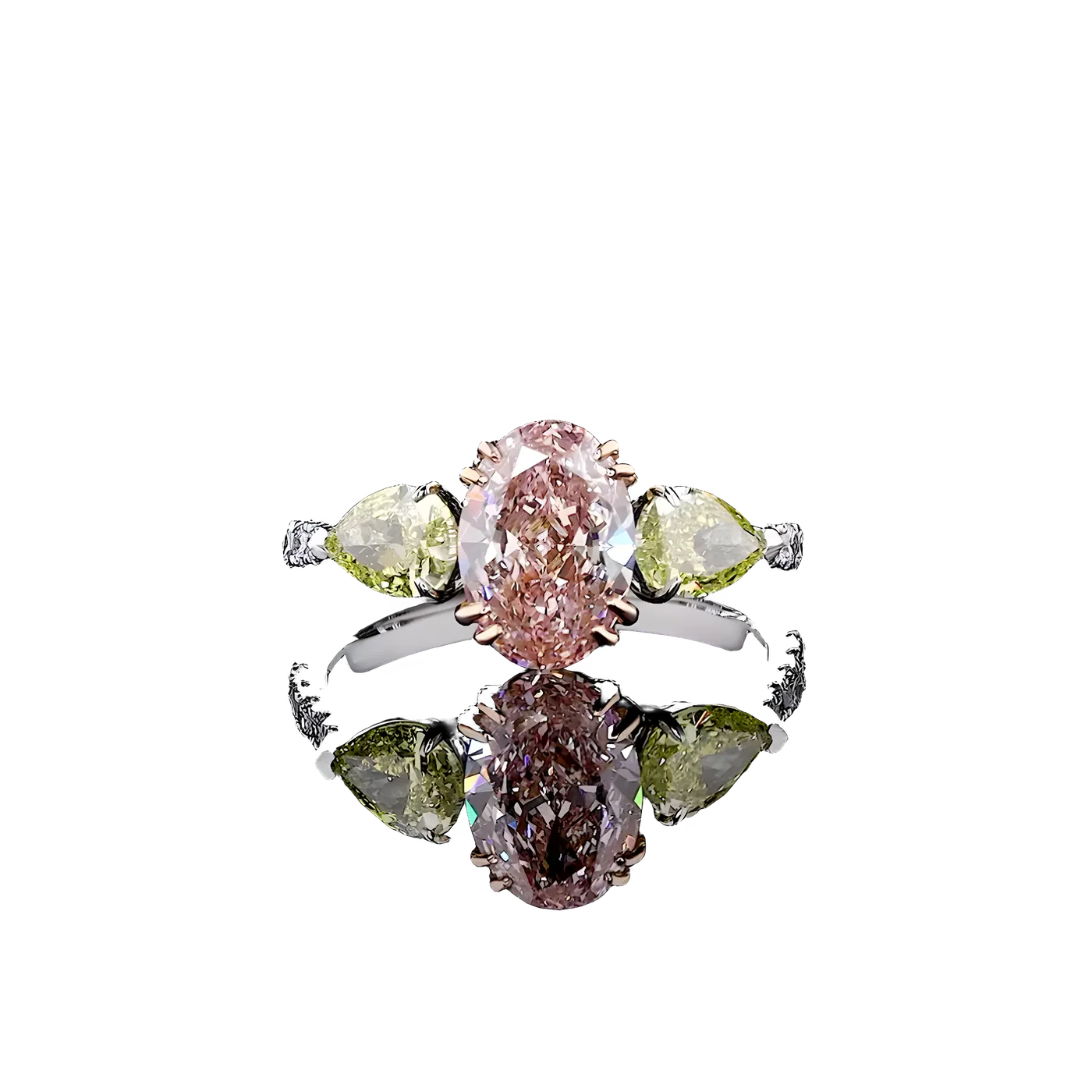 Bague 3 pièces en diamant rose (CV35)