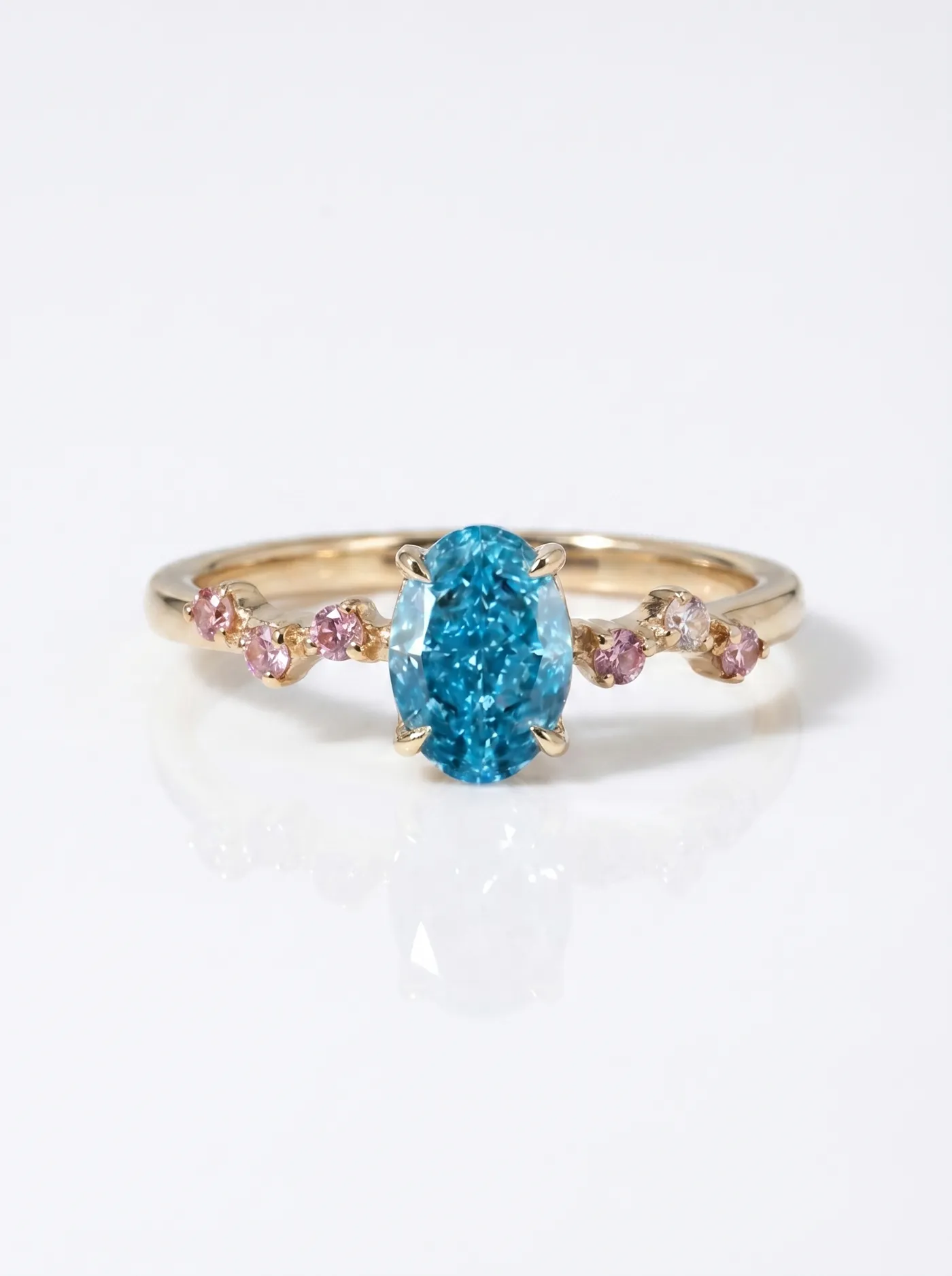 Bague solitaire en diamant bleu de laboratoire (C6-5A)