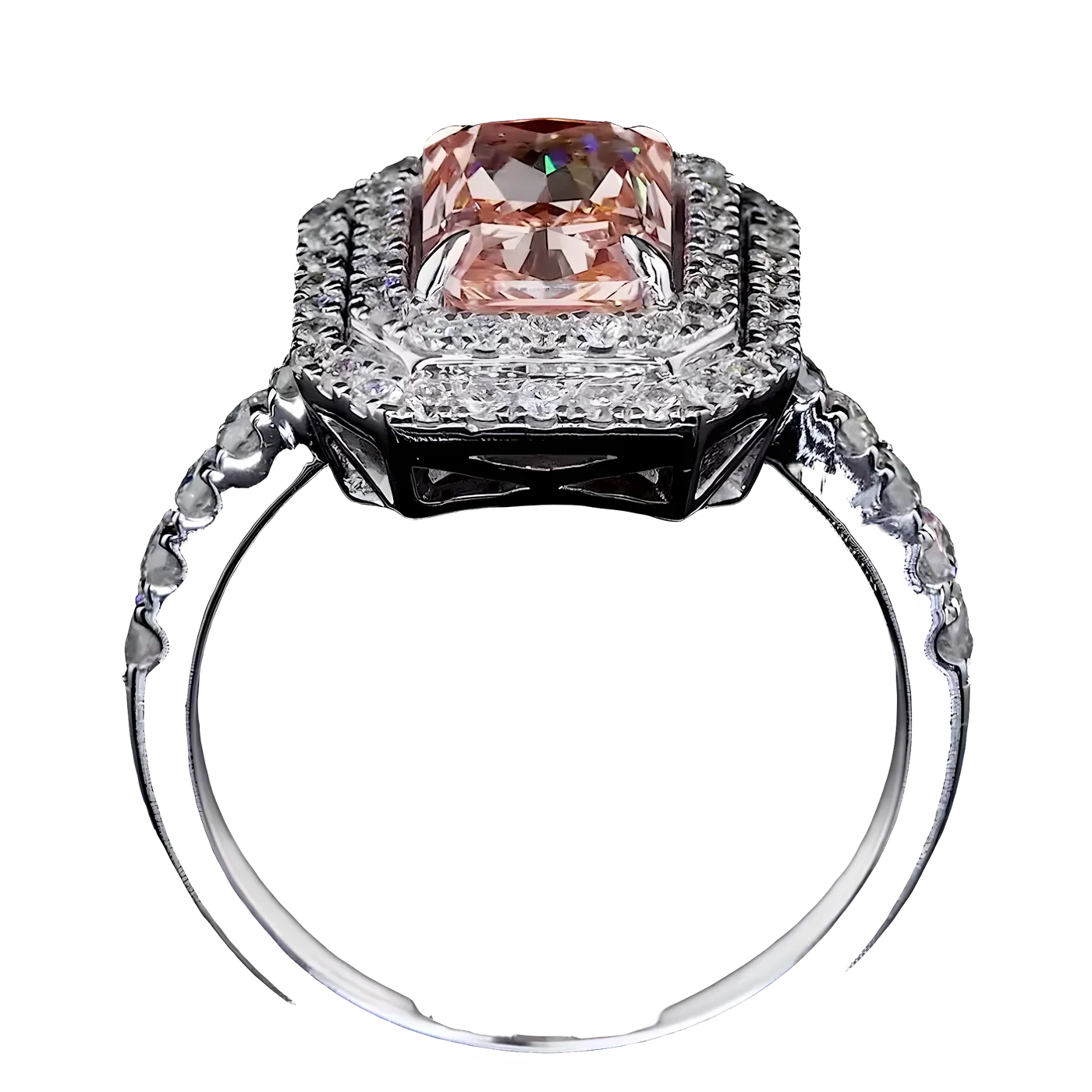 Bague halo en diamant rose (LC1-14A)