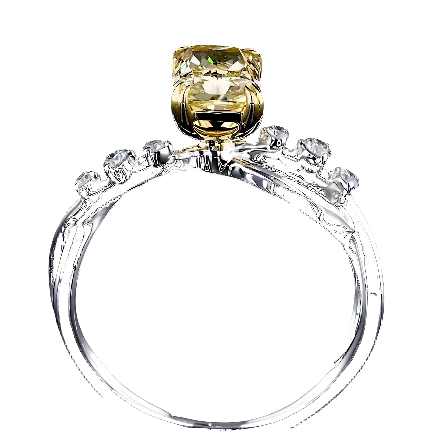 Bague solitaire en diamant jaune de laboratoire (D-27)