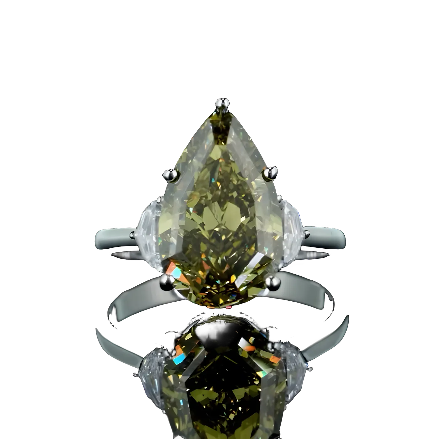 Bague avec pierre latérale en diamant jaune (D97)