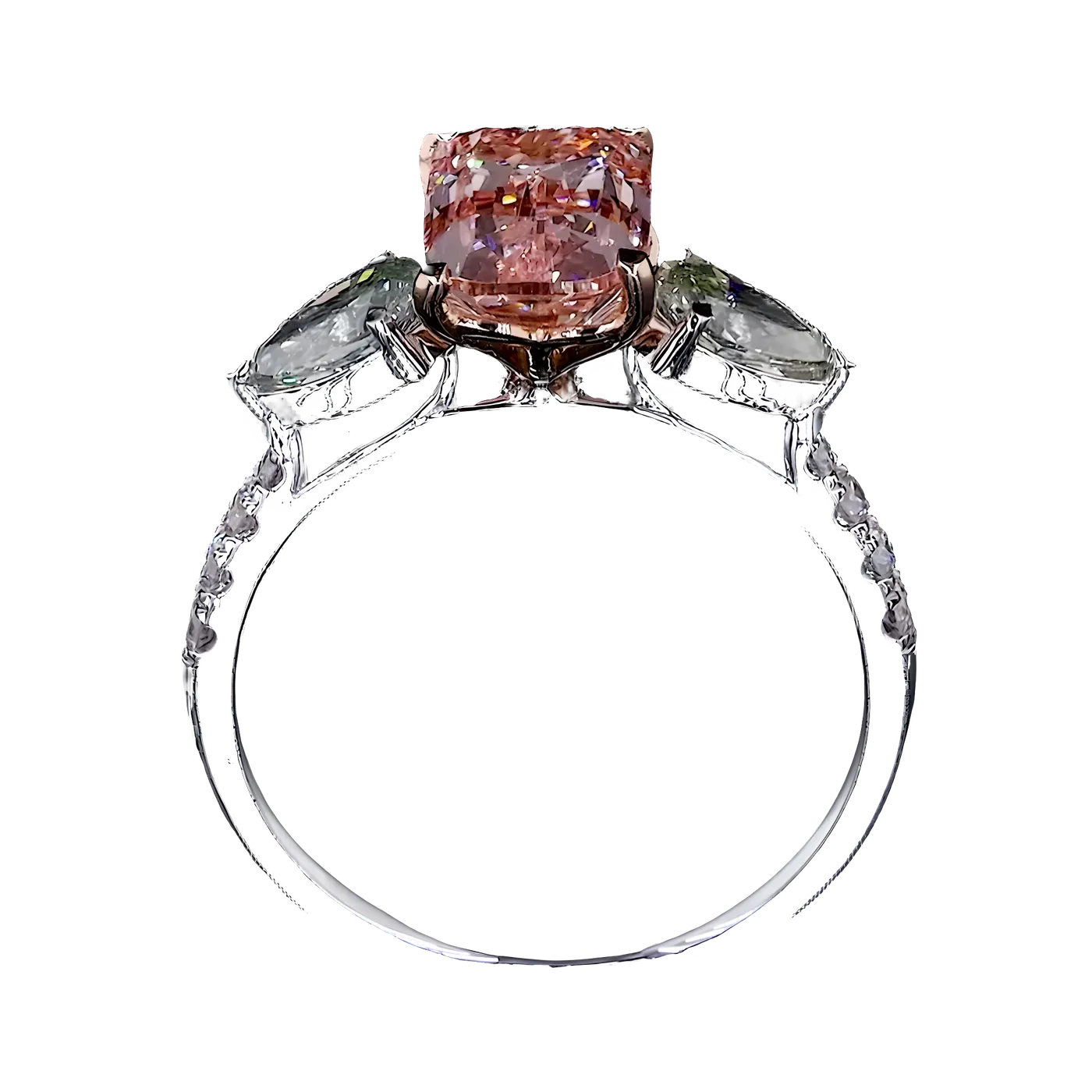 Bague 3 pièces en diamant rose (CV30)