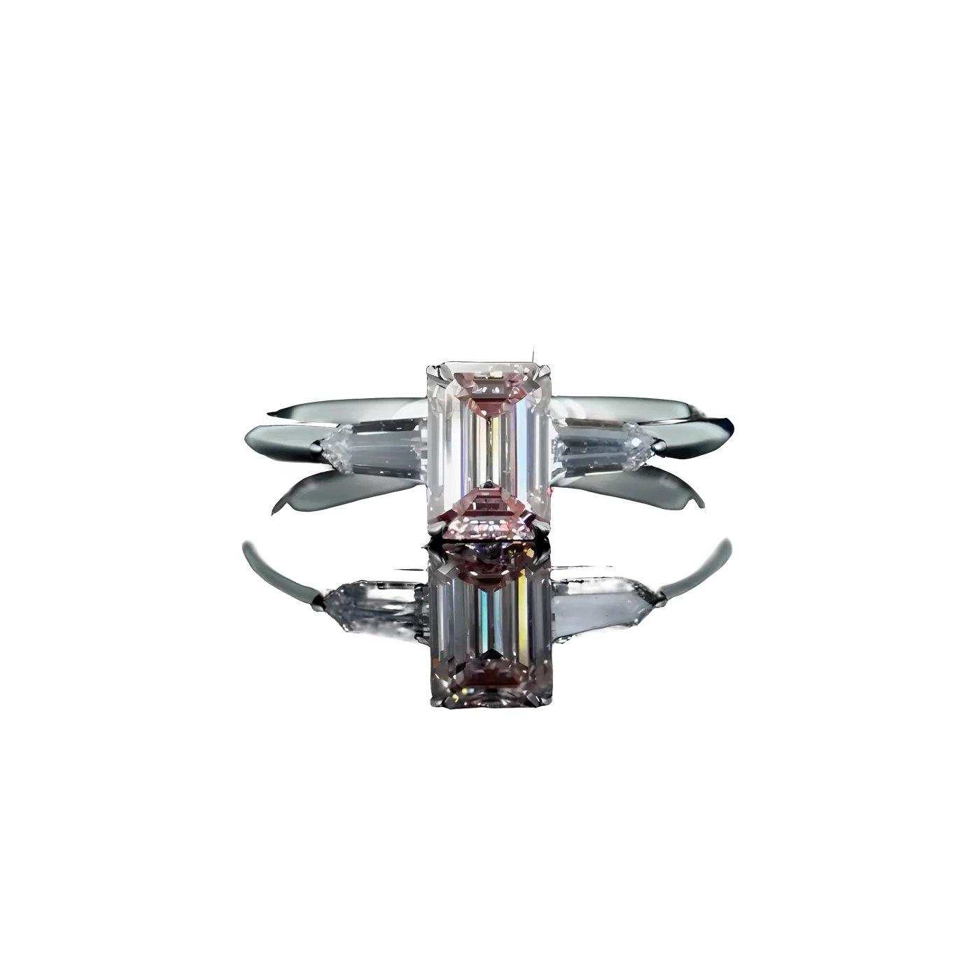 Bague avec pierre latérale en diamant rose (D104)
