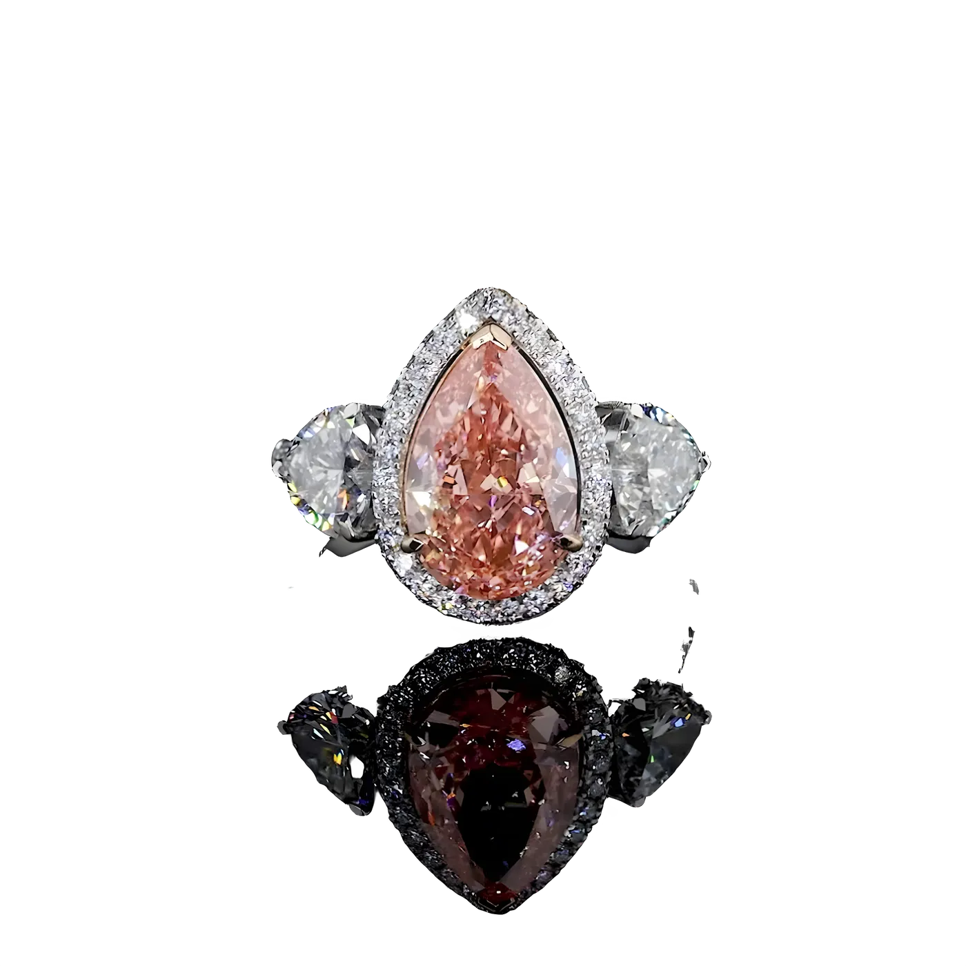 Bague avec pierre latérale en diamant rose (LC1-1)