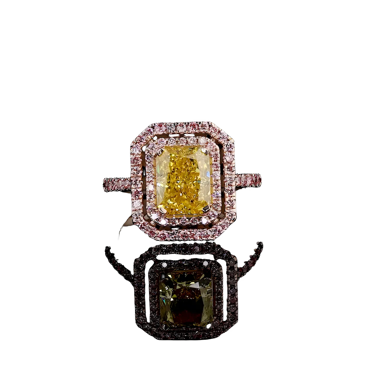 Bague halo en diamant jaune (CV122)