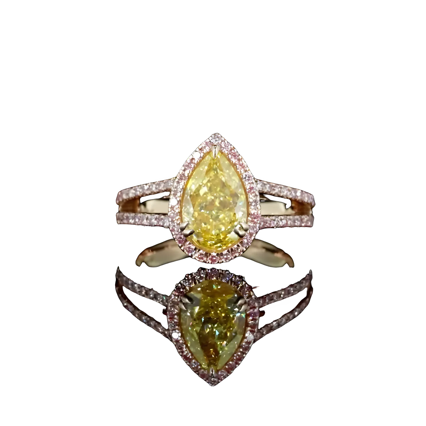 Bague halo en diamant jaune (CV98-1)