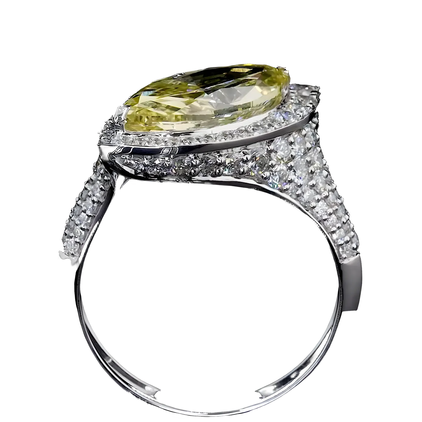 Bague Halo (Pavé) en diamant jaune (CV84)
