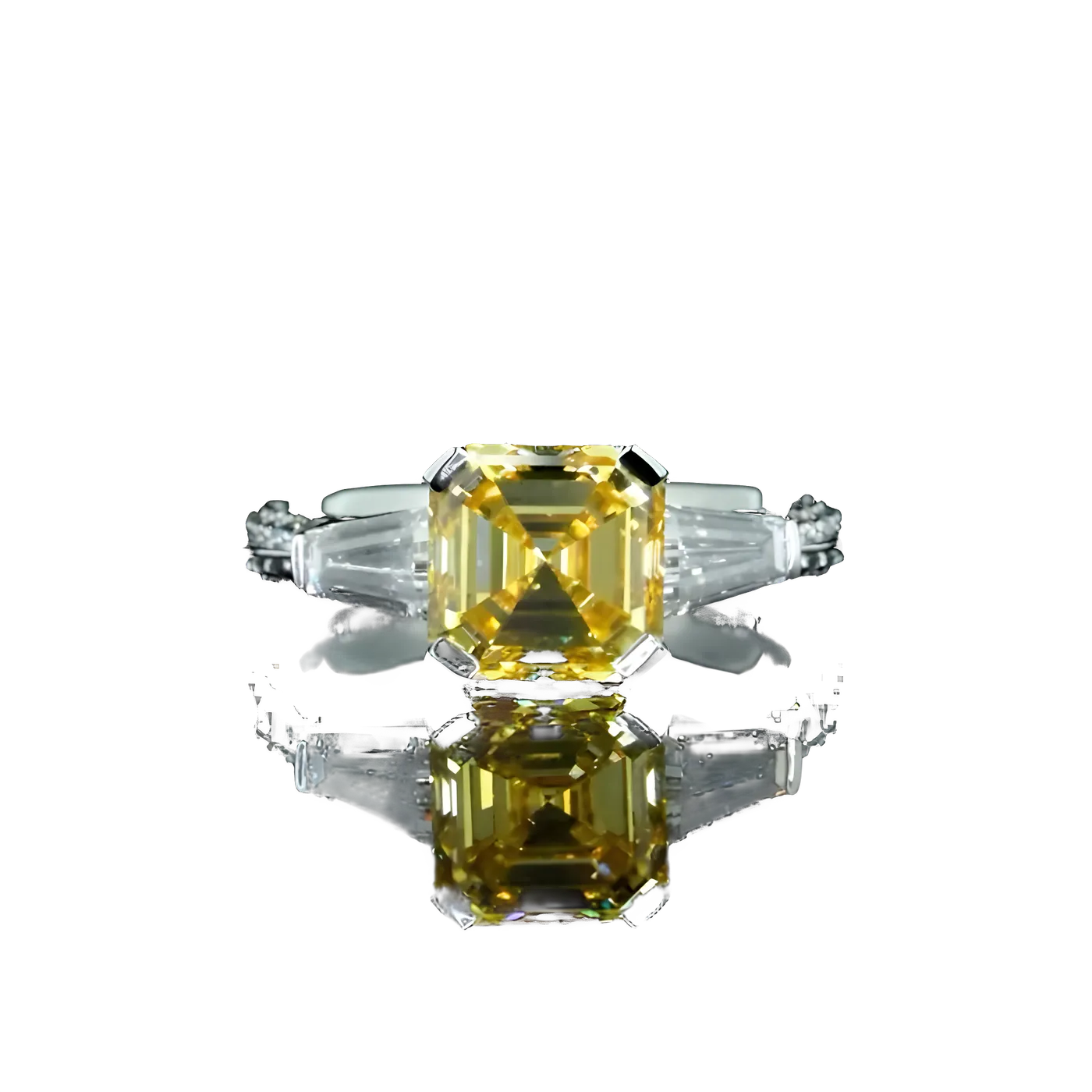 Bague avec pierre latérale en diamant jaune (CV144)
