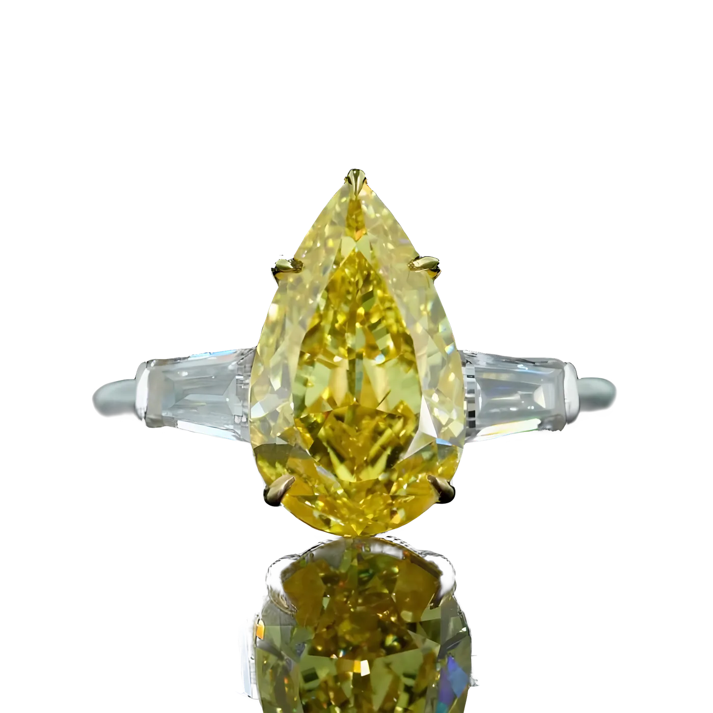 Bague avec diamant jaune en pierre latérale (C9-5)