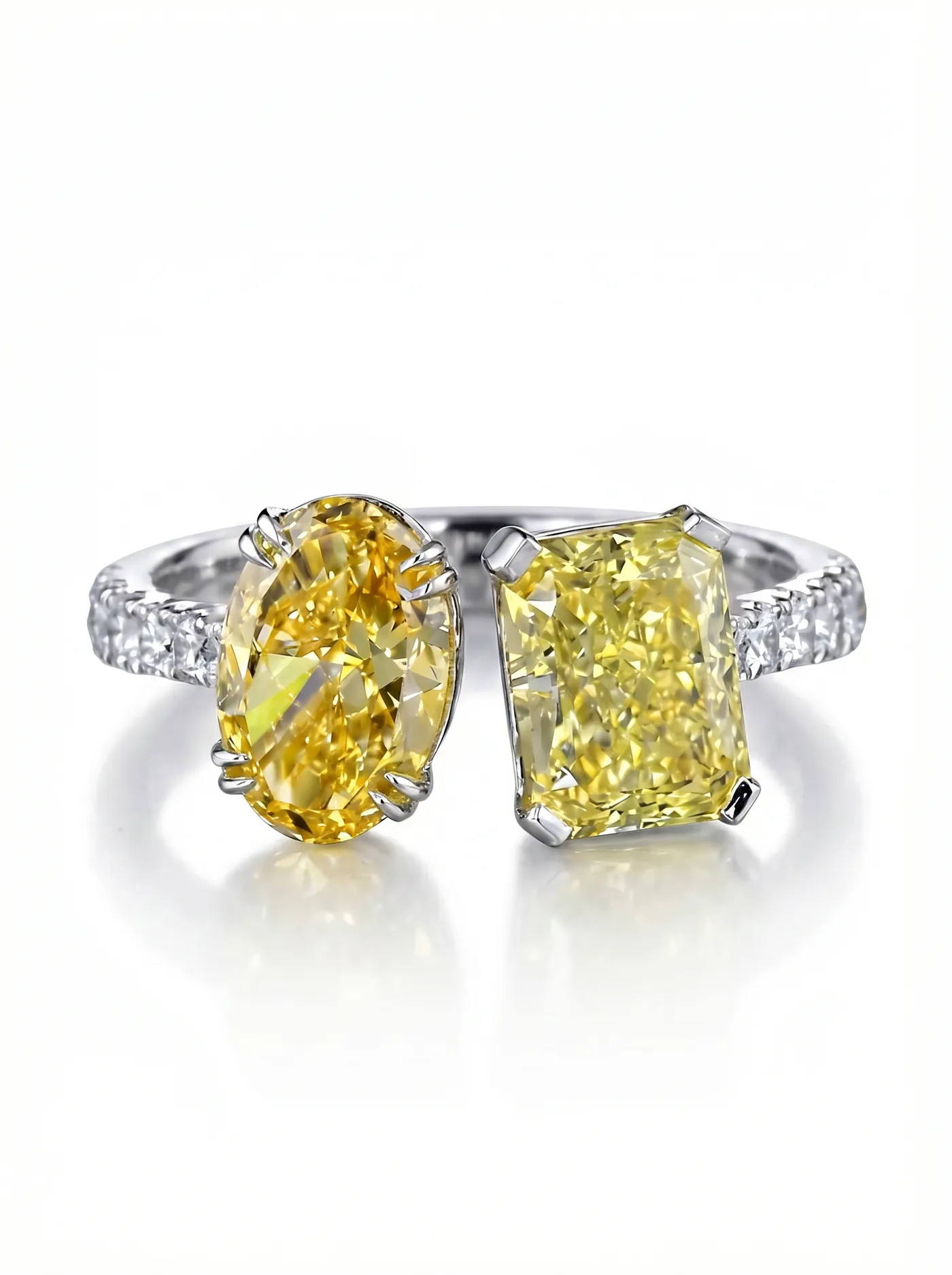 Bague 2 pièces en diamant jaune/orange (CV109-09)