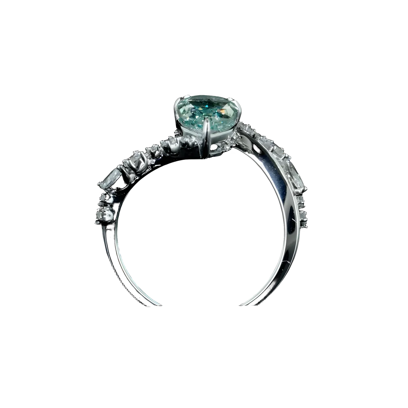 Bague solitaire en diamant bleu de laboratoire (D75)