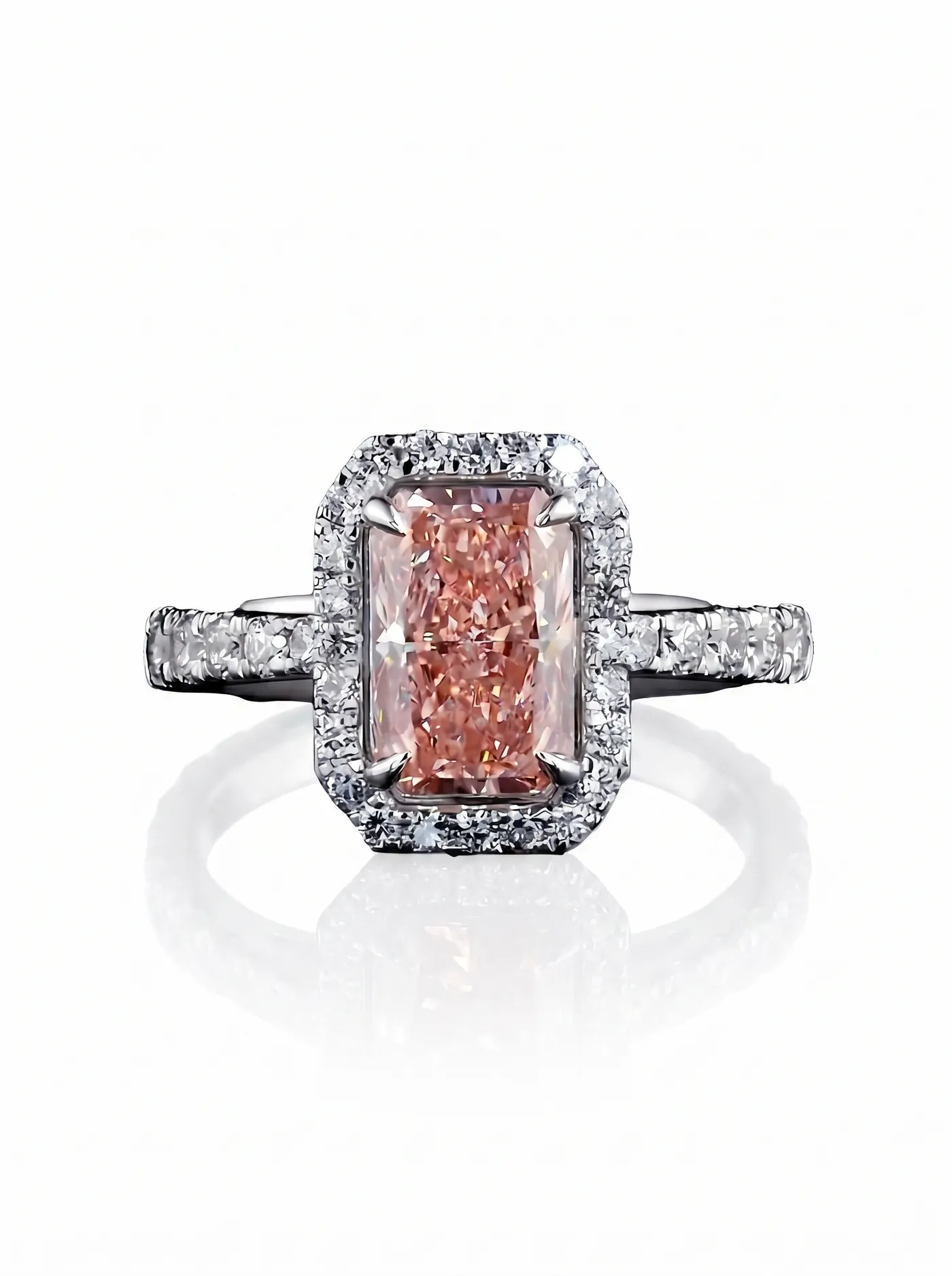 Bague halo en diamant rose d (CV109-22)