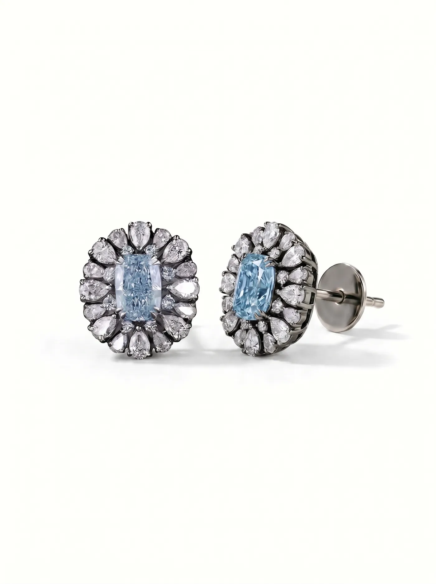 Boucles d'oreilles puces en diamant bleu (CV109-18)