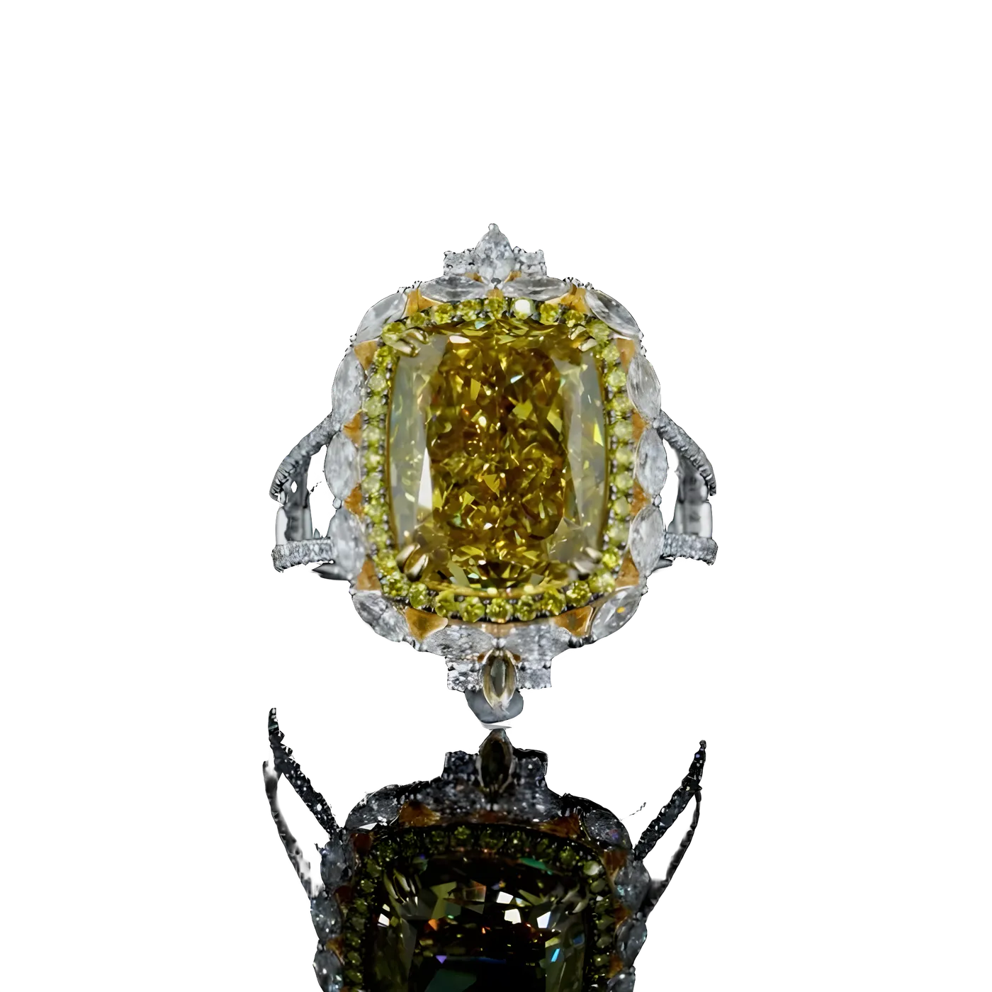 Bague halo en diamant jaune (D89)