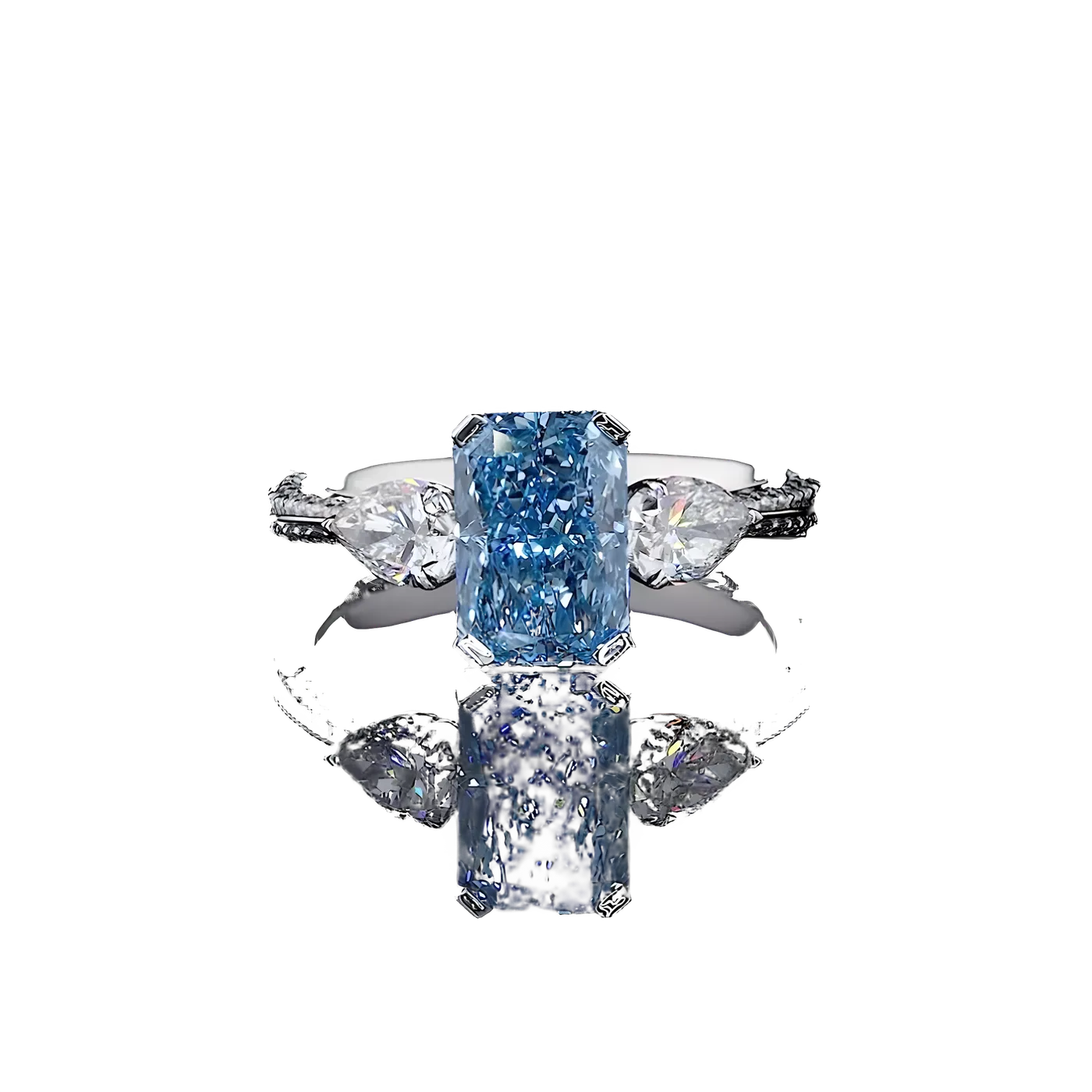 Bague 3 pièces en diamant bleu (CV132)