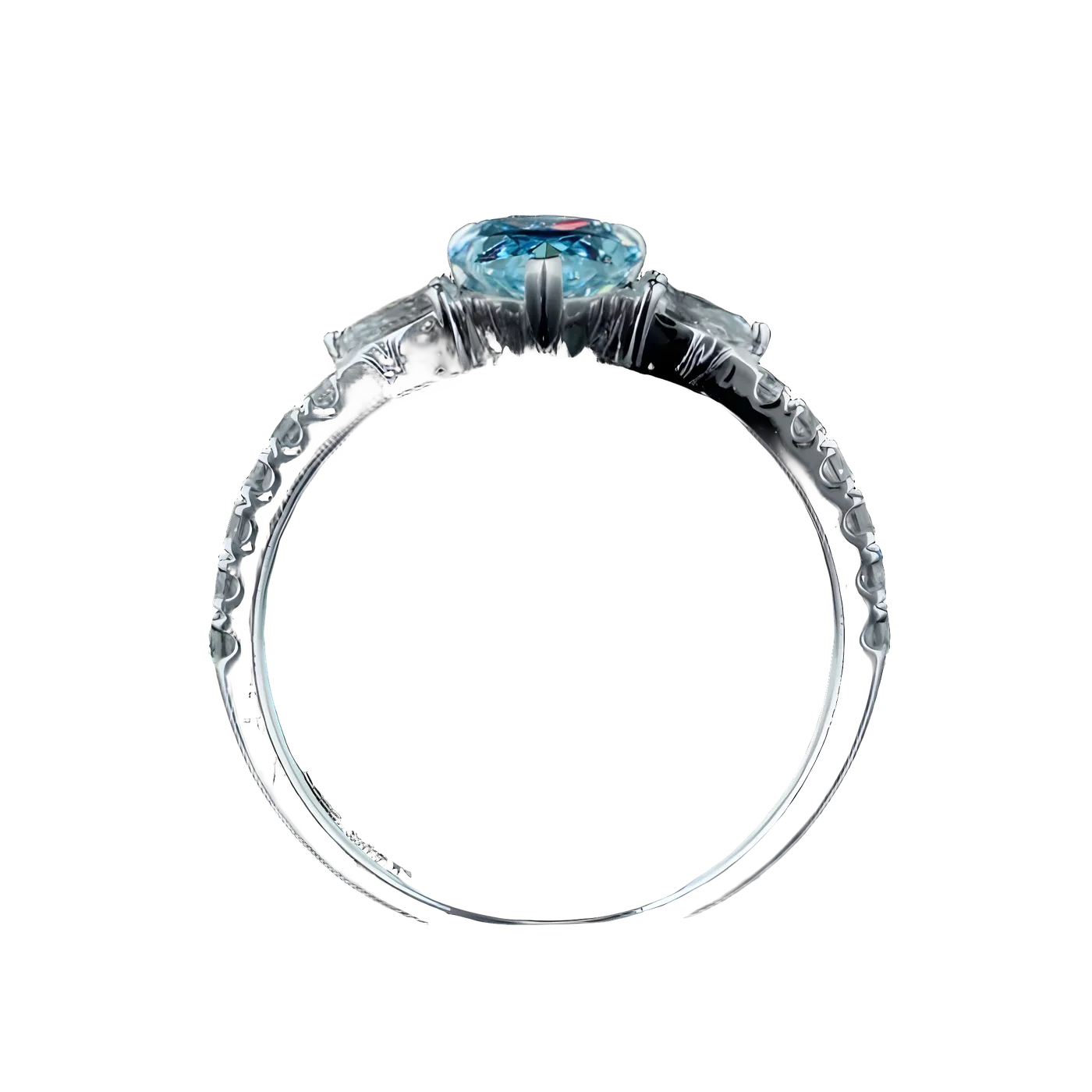 Bague avec pierre latérale en diamant bleu (D24)