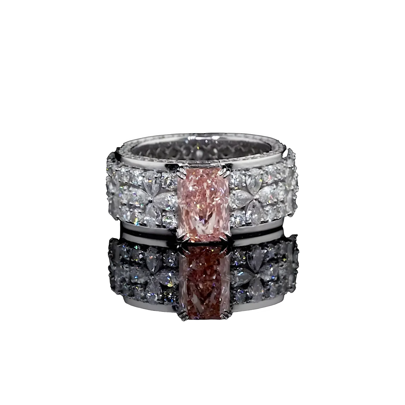 Bague pavée de diamants roses (LC1-14)