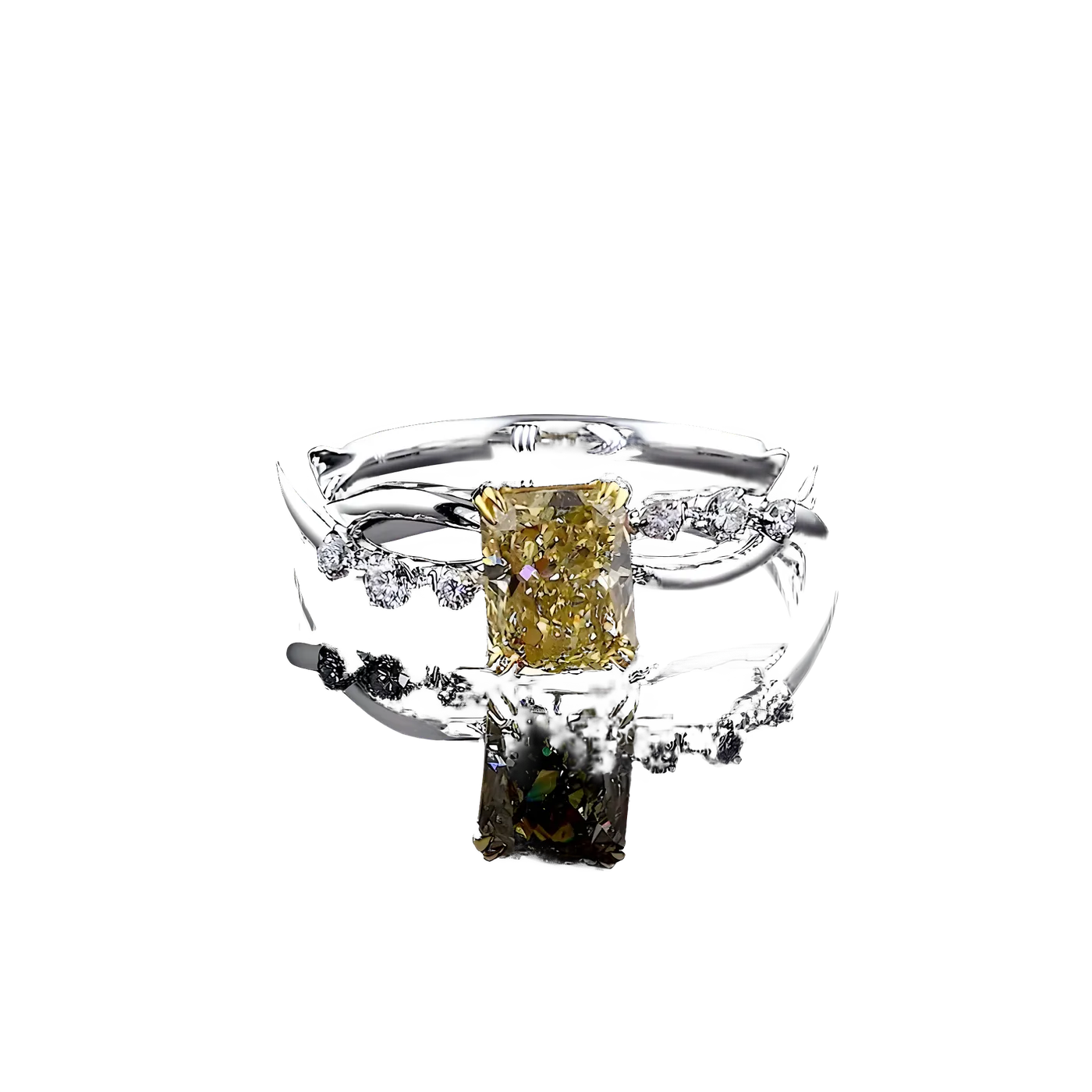 Bague solitaire en diamant jaune de laboratoire (D-27)